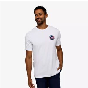 Travis Mathew size LARGE White Sky-Rocket T-Shirt 4th of July.